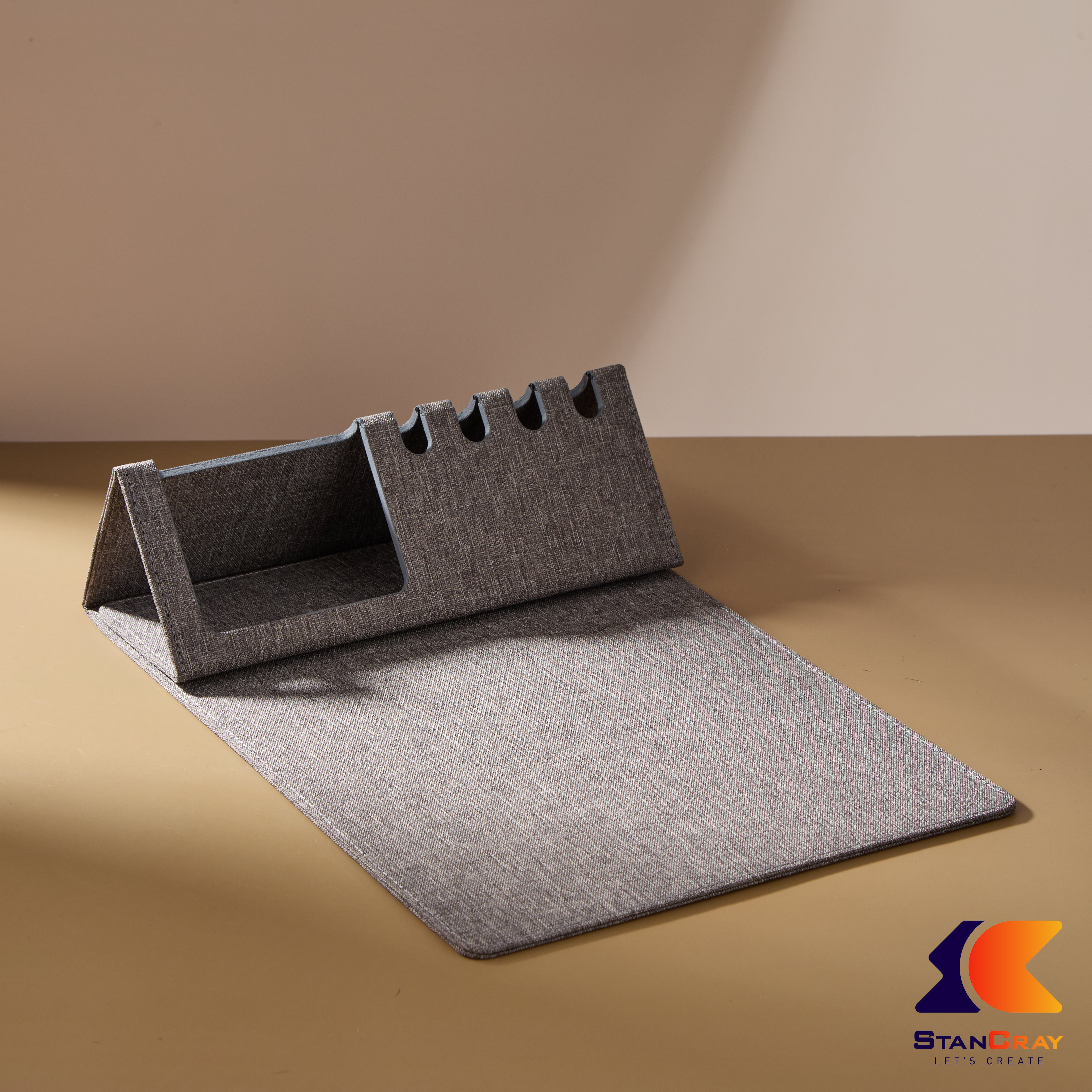 Mouse Pad With Mobile Stand And Pen Holder (Grey)