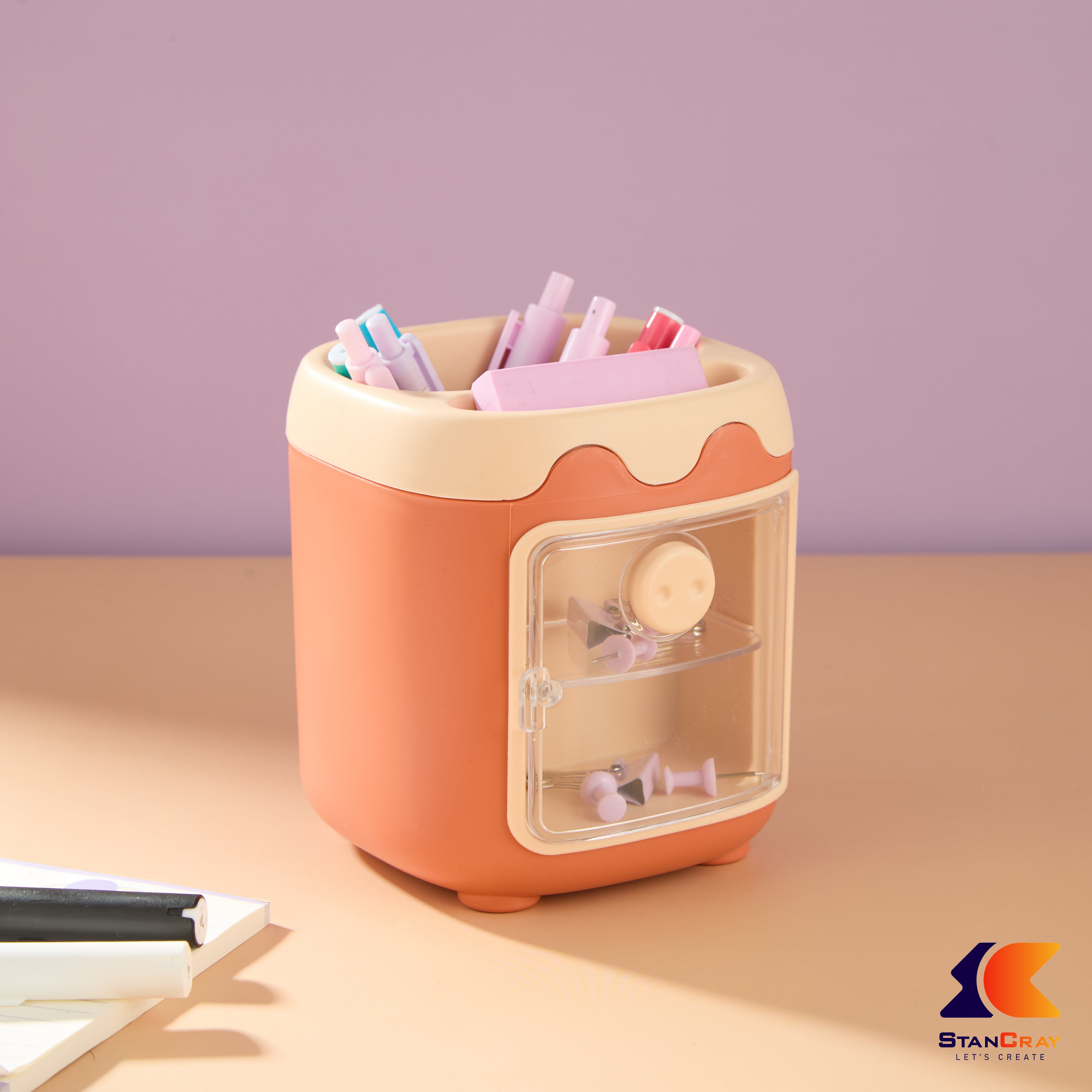 Pen Holder With Storage Drawers