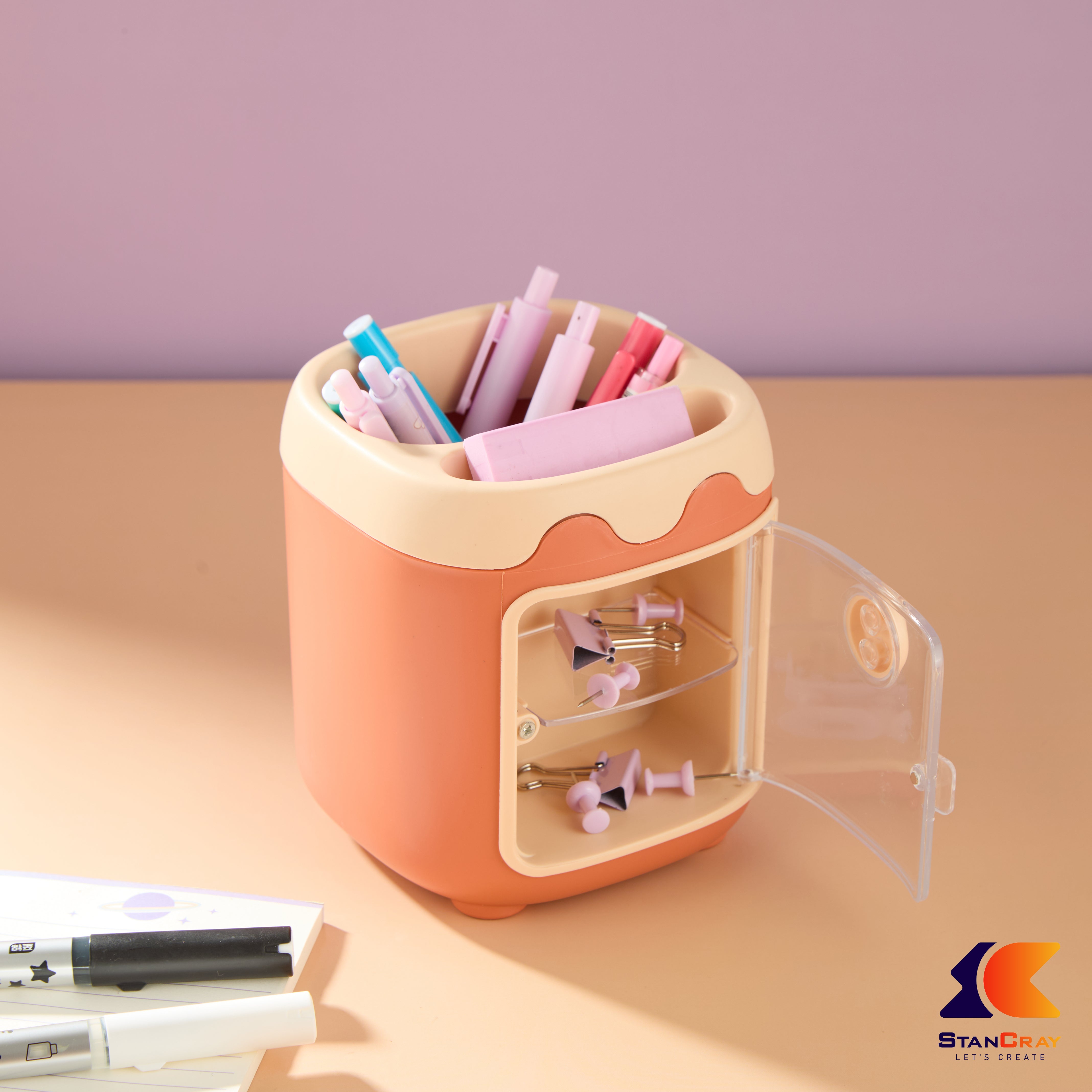 Pen Holder With Storage Drawers