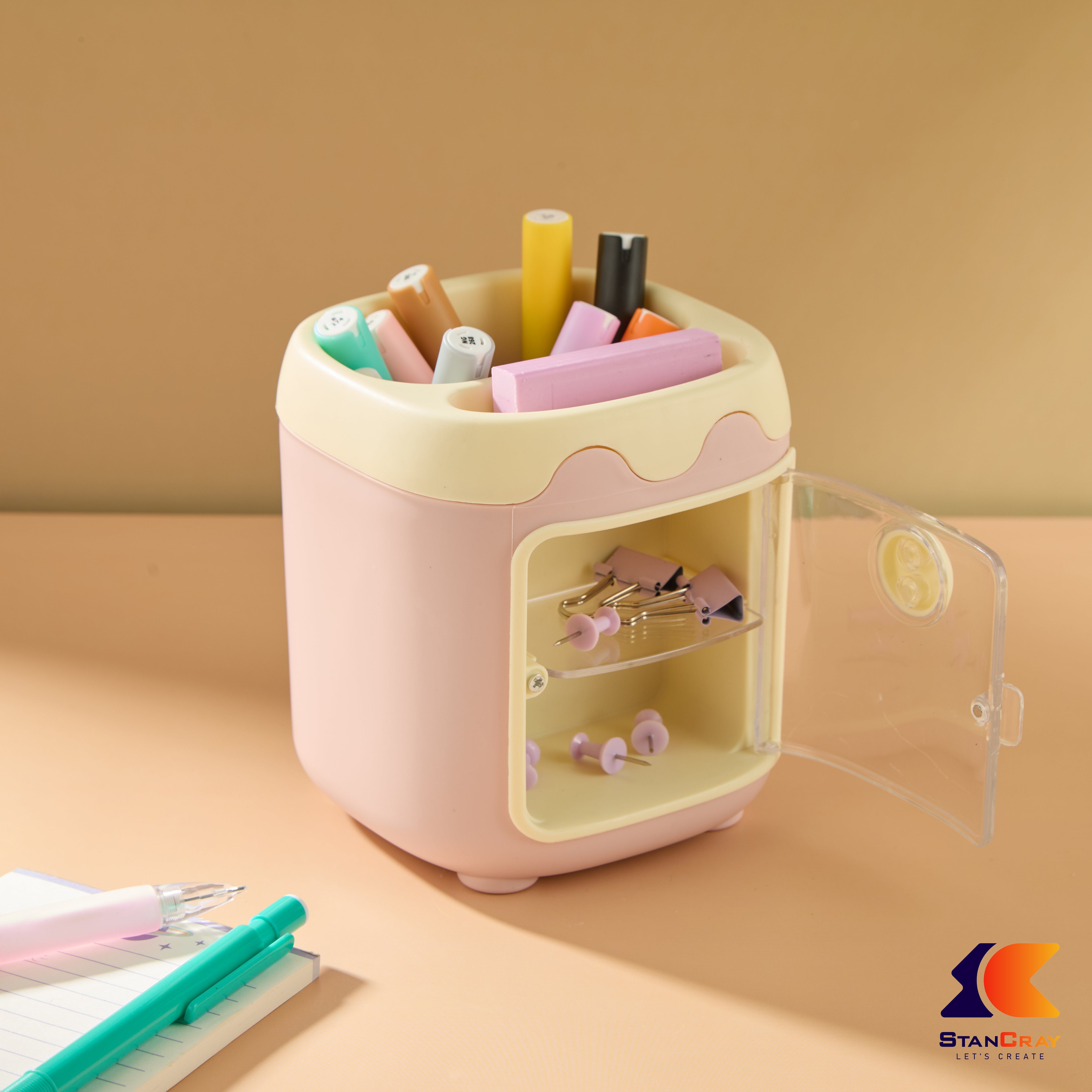 Pen Holder With Storage Drawers